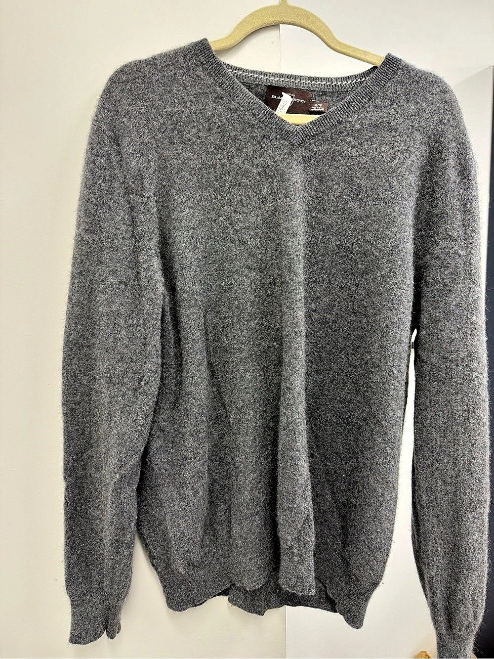 Black Brown 1826 Crewneck Cashmere Wool Sweater Gray XL NWT